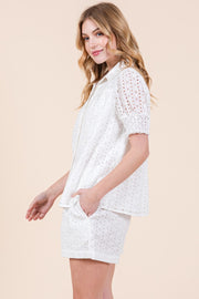 Embroidered Short Sleeve Shirt & Short SET | ABED7519