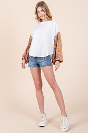 Cotton Jersey Loose Fit Top with Contrast SLV  | ABST7507