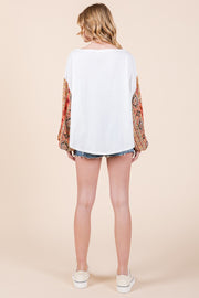 Cotton Jersey Loose Fit Top with Contrast SLV  | ABST7507