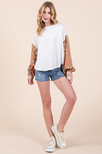 Load image into Gallery viewer, Cotton Jersey Loose Fit Top with Contrast SLV  | ABST7507
