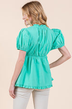 Load image into Gallery viewer, Ruffled Puff Sleeve Top | ABET7509
