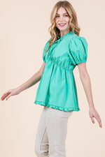 Load image into Gallery viewer, Ruffled Puff Sleeve Top | ABET7509
