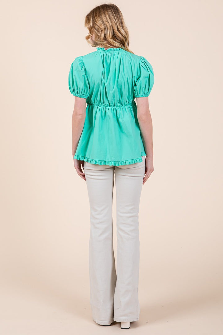 Ruffled Puff Sleeve Top | ABET7509