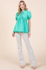 Load image into Gallery viewer, Ruffled Puff Sleeve Top | ABET7509

