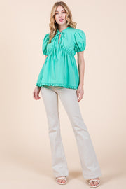 Ruffled Puff Sleeve Top | ABET7509