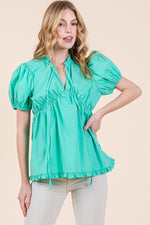 Load image into Gallery viewer, Ruffled Puff Sleeve Top | ABET7509
