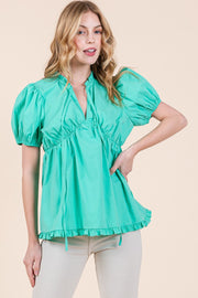 Ruffled Puff Sleeve Top | ABET7509