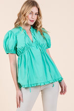 Load image into Gallery viewer, Ruffled Puff Sleeve Top | ABET7509
