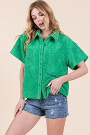 Cropped Terrycloth Vacation Shirt | ABST7548
