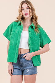 Cropped Terrycloth Vacation Shirt | ABST7548