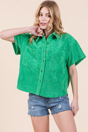 Cropped Terrycloth Vacation Shirt | ABST7548