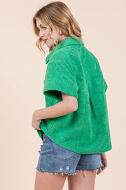 Cropped Terrycloth Vacation Shirt | ABST7548