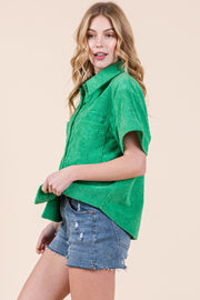 Cropped Terrycloth Vacation Shirt | ABST7548