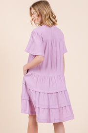 V-Neck Tiered Mini Dress | ABSD7540