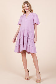 V-Neck Tiered Mini Dress | ABSD7540