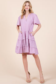 V-Neck Tiered Mini Dress | ABSD7540