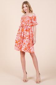 Smocked Bodice Mini Dress | ABSD7536