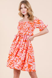 Smocked Bodice Mini Dress | ABSD7536