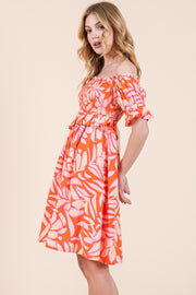 Smocked Bodice Mini Dress | ABSD7536