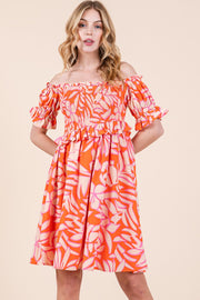 Smocked Bodice Mini Dress | ABSD7536