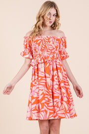 Smocked Bodice Mini Dress | ABSD7536