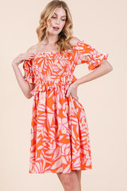 Smocked Bodice Mini Dress | ABSD7536