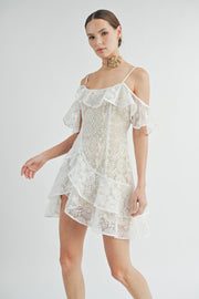 Lace Ruffle Mini Dress | ABND0819