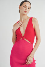 Load image into Gallery viewer, Color Block Sweater Midi Dress /S#ABDS0102
