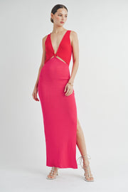 Color Block Sweater Midi Dress /S#ABDS0102