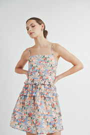 Strappy Ruffle Cotton Mini Dress | ABED7518