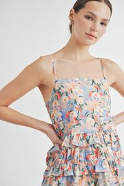 Strappy Ruffle Cotton Mini Dress | ABED7518