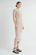 Load image into Gallery viewer, Open-Knit Sweater Cardigan Sweater Skirt Set | ABJT7500ABJB7501
