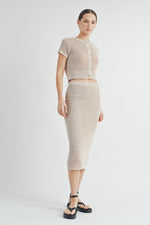 Load image into Gallery viewer, Open-Knit Sweater Cardigan Sweater Skirt Set | ABJT7500ABJB7501

