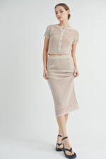Load image into Gallery viewer, Open-Knit Sweater Cardigan Sweater Skirt Set | ABJT7500ABJB7501
