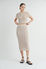 Load image into Gallery viewer, Open-Knit Sweater Cardigan Sweater Skirt Set | ABJT7500ABJB7501

