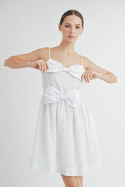 Double-Bow Pleated Mini Dress | ABED7520