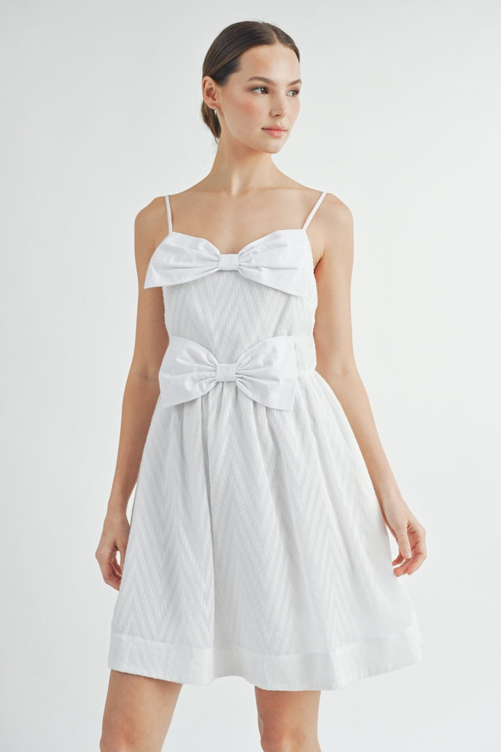 Double-Bow Pleated Mini Dress | ABED7520