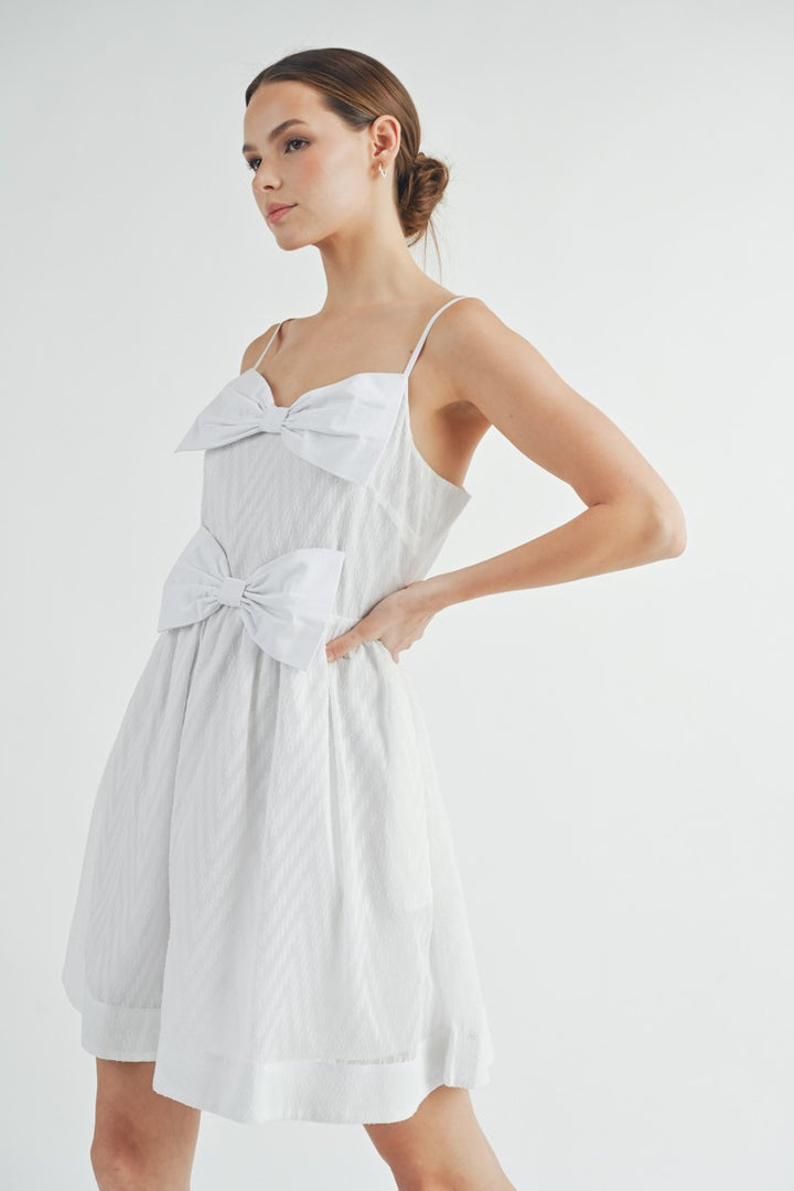 Double-Bow Pleated Mini Dress | ABED7520
