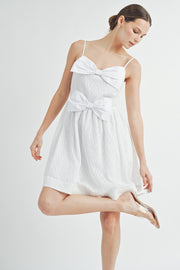 Double-Bow Pleated Mini Dress | ABED7520