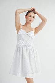 Double-Bow Pleated Mini Dress | ABED7520