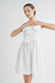 Double-Bow Pleated Mini Dress | ABED7520