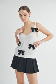 Bow Detail Sleeveless Knit Top | ABES7501