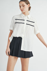 Short-Sleeve Shirred Top | ABET7510