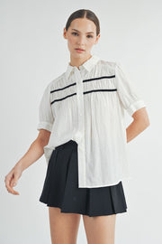 Short-Sleeve Shirred Top | ABET7510