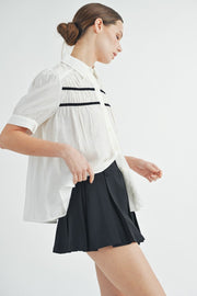 Short-Sleeve Shirred Top | ABET7510