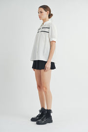 Short-Sleeve Shirred Top | ABET7510