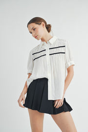 Short-Sleeve Shirred Top | ABET7510