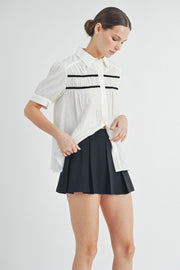 Short-Sleeve Shirred Top | ABET7510