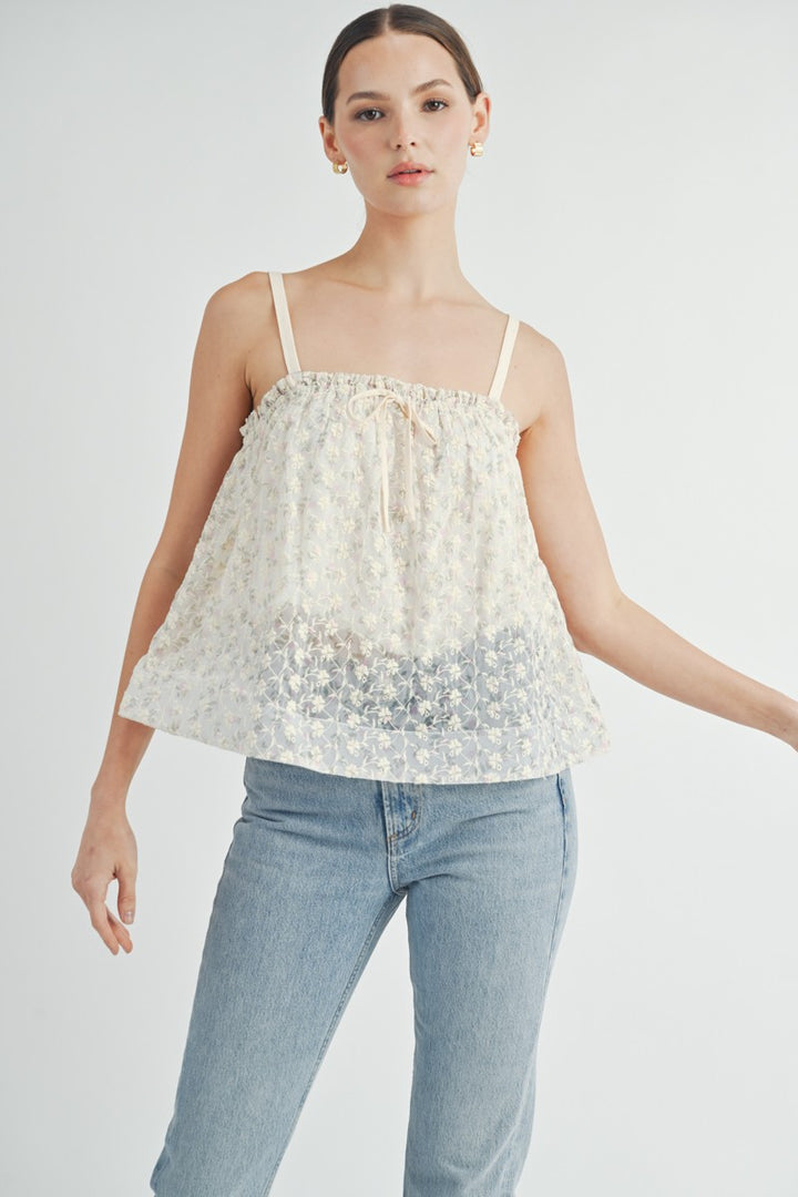 Floral Mesh Cami Top | ABET7511