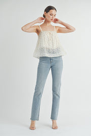 Floral Mesh Cami Top | ABET7511